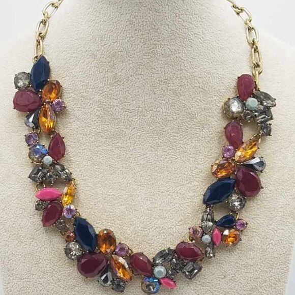 J crew Multi Color Crystal Statement Necklace - Picture 1 of 9